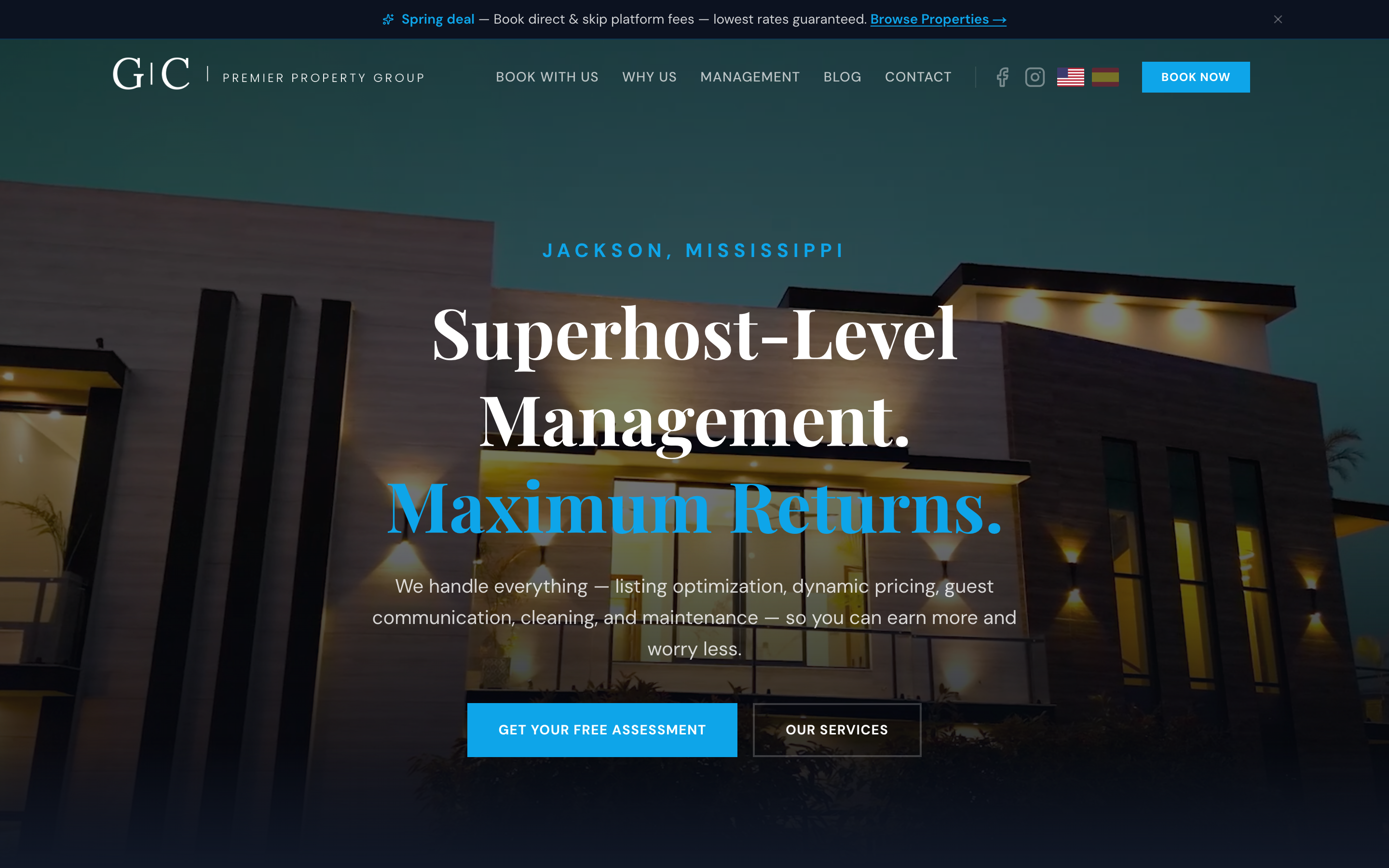 GC Premier Property Group website on desktop